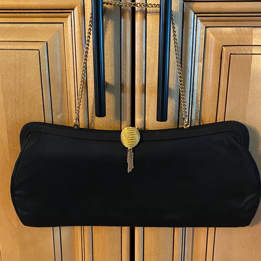 Elegant Black Clutch with Gold Accents